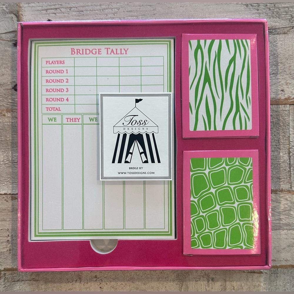 Toss Designs Bridge Set Giraffe Zebra Pink White Green